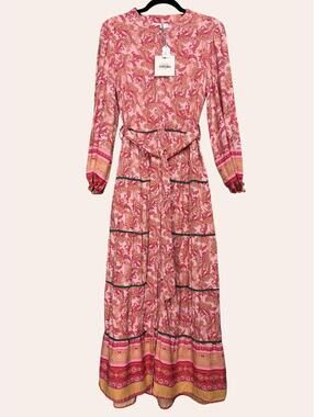 Blank Printed Tiered Maxi Pink Paisley Dress